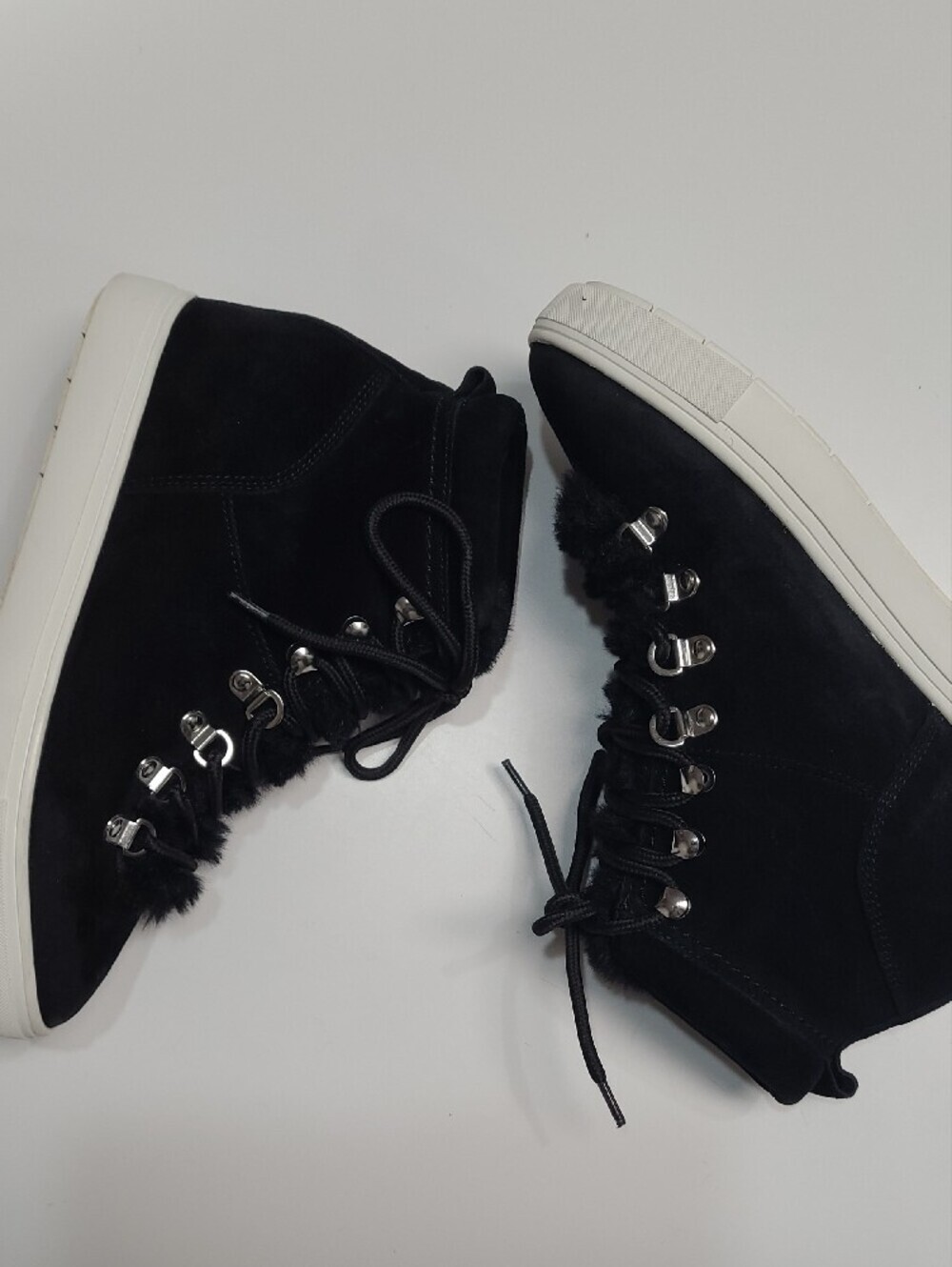 Steven by Steve Madden Kalea-F Black Suede Faux Fur High-Top Sneakers - Size 8.5 - Picture 8 of 11